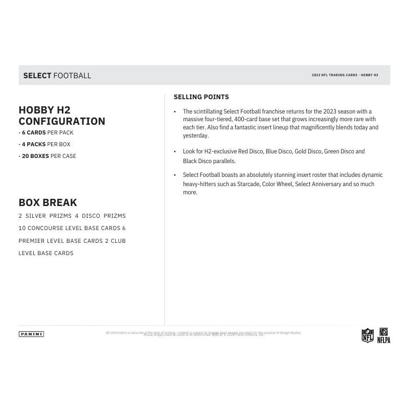 2023 Panini Select Football H2 Hybrid 20 Box Case