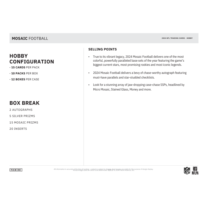 2024 Panini Mosaic Football Hobby 12 Box Case